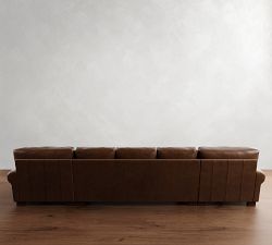 Turner Roll Arm Leather Double Chaise Sectional (141&quot;&ndash;174&quot;)