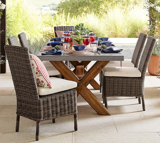 Abbott Concrete & Acacia Outdoor Dining Table (84")
