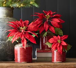 Faux Potted Poinsettias