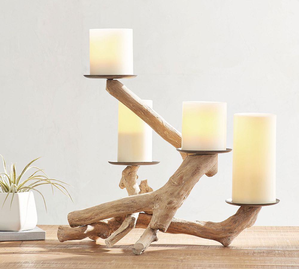 Handmade Driftwood Pillar Holder