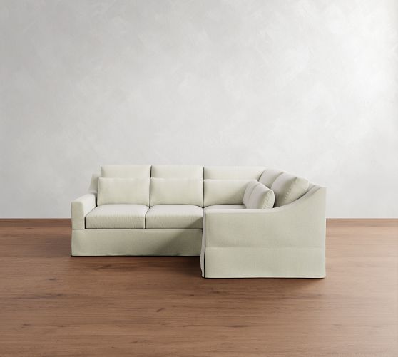 York Slope Arm Deep Seat Slipcovered 3-Piece Sectional (98")