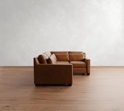 York Square Arm Deep Seat Leather 3-Piece Sectional (100&quot;)