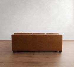 York Square Arm Leather 3-Piece L-Shaped Sectional (94&quot;)