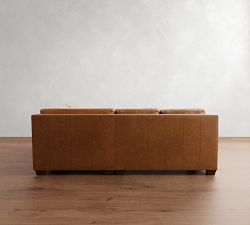 York Square Arm Deep Seat Leather 3-Piece Sectional (100&quot;)