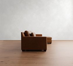 York Square Arm Deep Seat Leather Chaise Sectional (87&quot;&ndash;117&quot;)