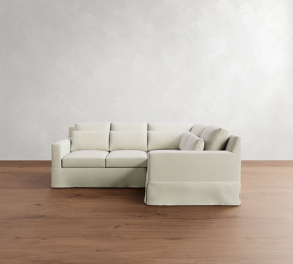 York Square Arm Deep Seat Slipcovered 3-Piece Sectional (98&quot;)