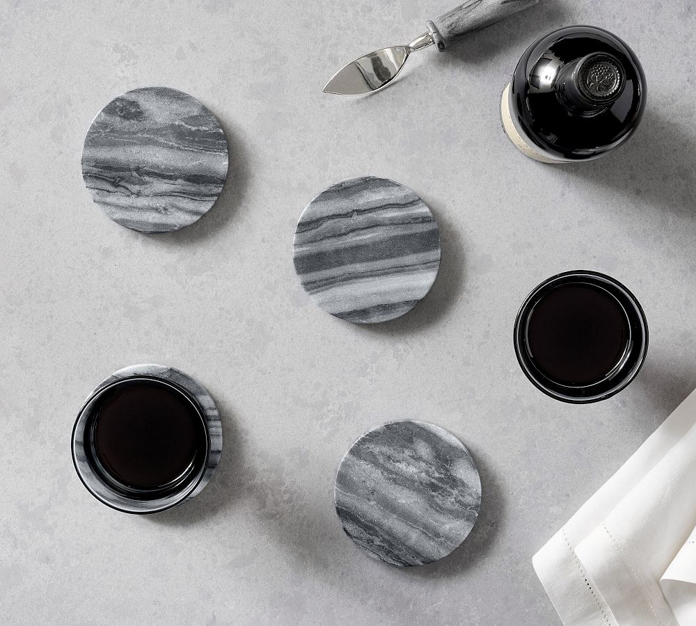 Grey Marble Coasters - Set of 4