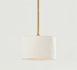 Linen Drum Shade Pole Pendant (10&quot;-14&quot;)