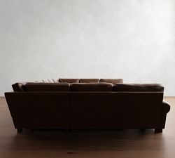 Turner Roll Arm Leather U-Shaped Sectional (148&quot;&ndash;161&quot;)