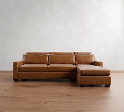 York Slope Arm Deep Seat Leather Chaise Sectional (84&quot;&ndash;115&quot;)