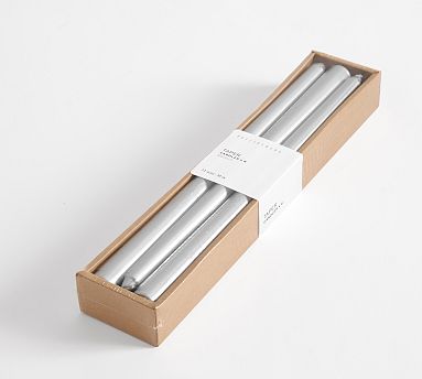 Flame Taper Candle: Silver: Set Of 6