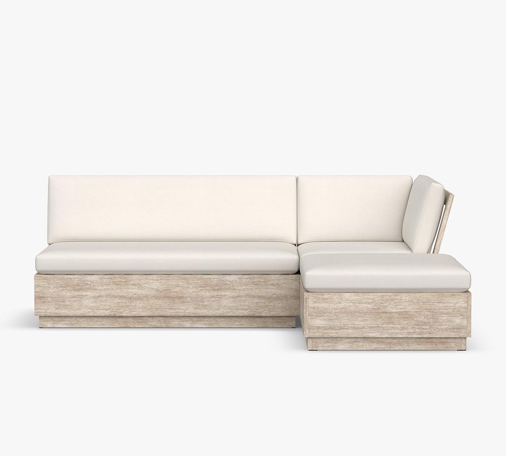 Indio Modern Outdoor Sect. 3pc-Armless Loveseat, Crnr, Ottoman, HP Canvas; White