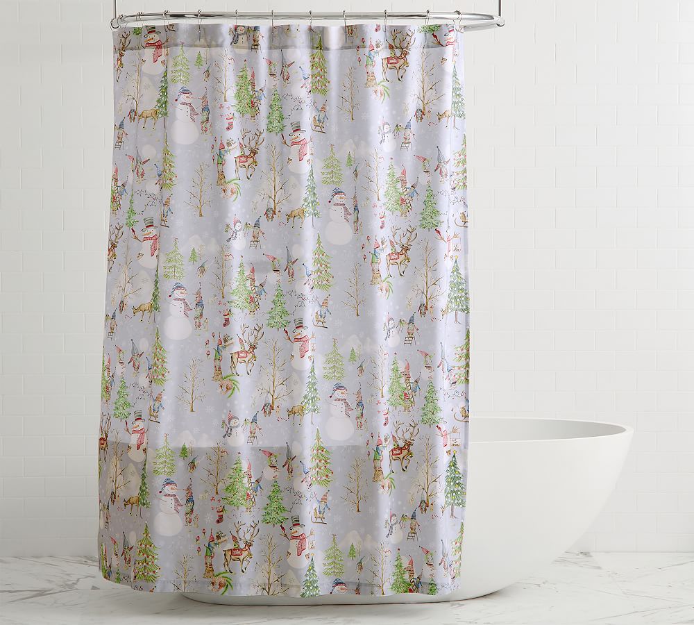 Snow Day Gnomes Organic Shower Curtain
