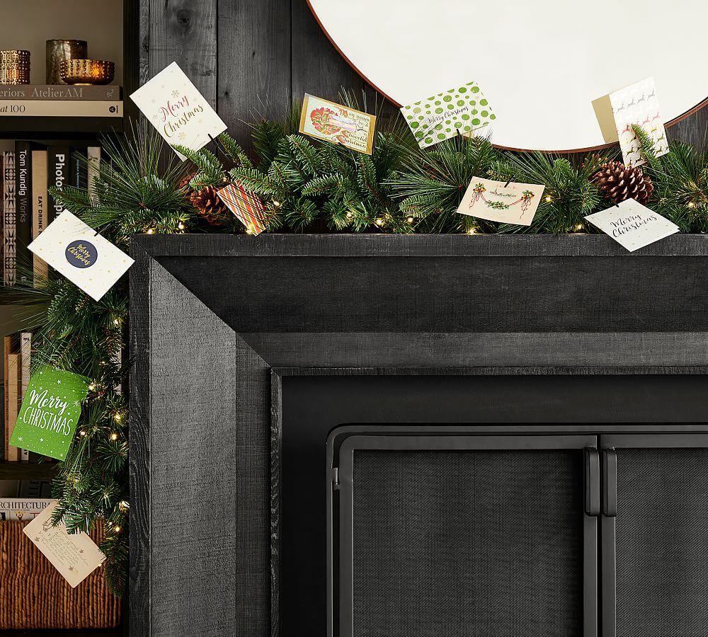 Lit Pine Garland Card Holder