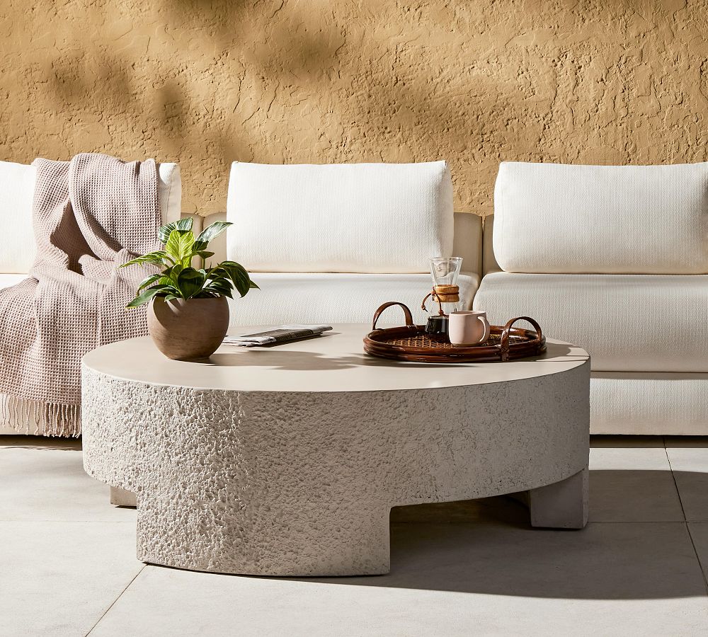 Bolinas Modern Concrete Round Outdoor Coffee Table (48&quot;)