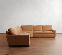 Turner Square Arm Leather 3-Piece L-Shaped Wedge Sectional (116&quot;&ndash;121&quot;)