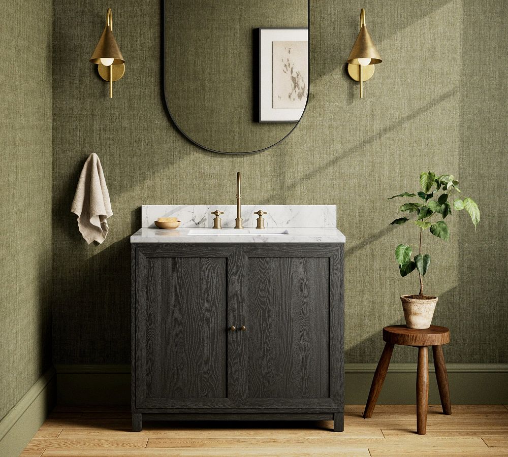 Bryer 36&quot;-48&quot; Marble Top Single Sink Vanity