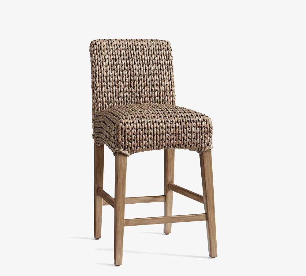 Open Box: Seagrass Barstool, Counter Height - Gray Wash