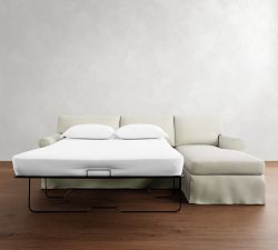 York Roll Arm Slipcovered Chaise Sleeper Sectional (119&quot;)