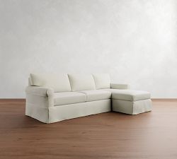 York Roll Arm Slipcovered Chaise Sleeper Sectional (119&quot;)