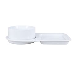BIA White Porcelain Soup &amp; Sandwich Plate - Set of 4