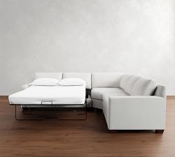 York Square Arm 3-Piece L-Shaped Wedge Sleeper Sectional (117&quot;)