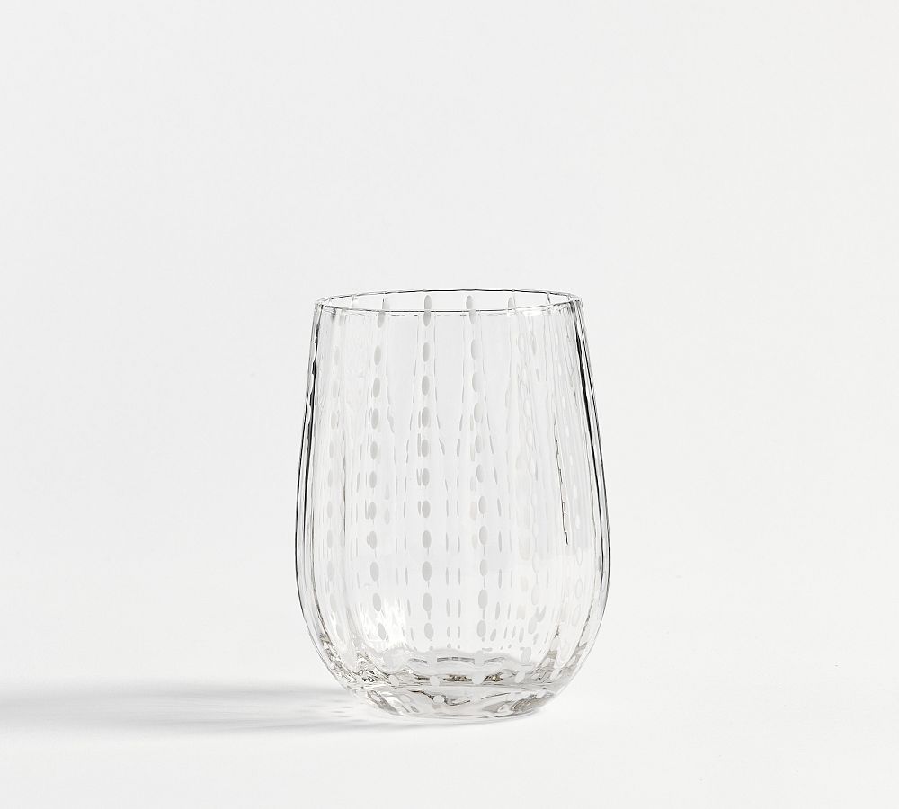 Dash Stemless Wine Glass, Set of 4 - Clear/White