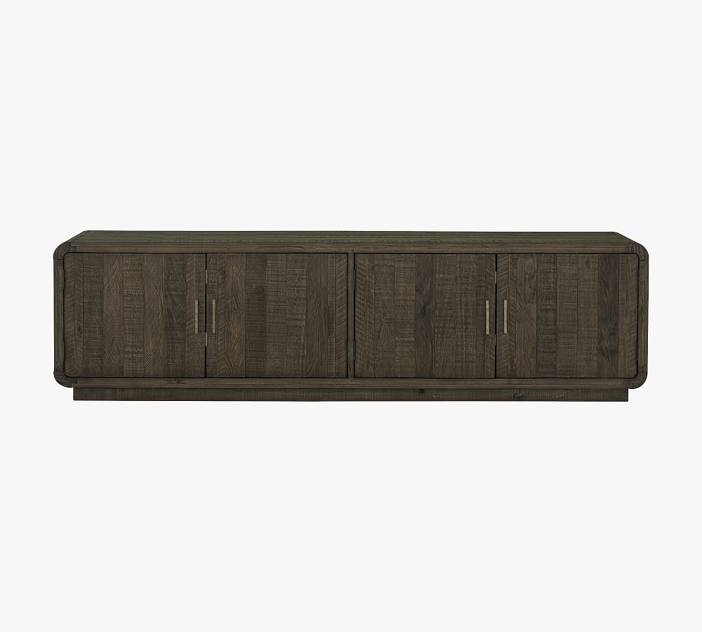 Aged Brown Rustic Media Cabinet with Adjustable Interior Shelving