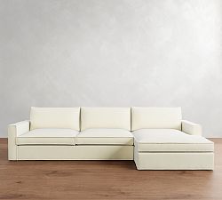 Westwood Square Arm Flange Edge Slipcovered Chaise Sectional (131&quot;-149&quot;)