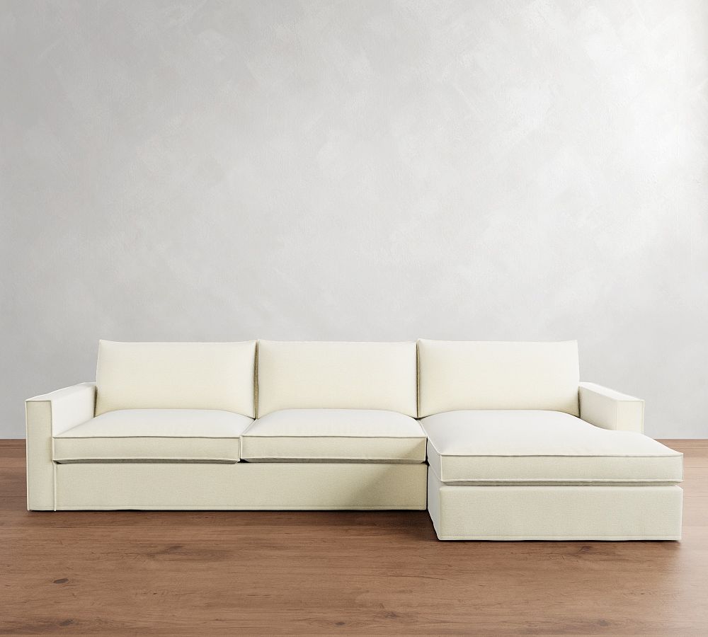 Westwood Square Arm Flange Edge Slipcovered Chaise Sectional (131&quot;-149&quot;)