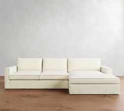 Westwood Square Arm Flange Edge Slipcovered Chaise Sectional (131&quot;-149&quot;)