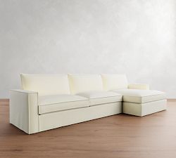 Westwood Square Arm Flange Edge Slipcovered Chaise Sectional (131&quot;-149&quot;)