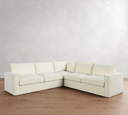 Westwood Square Arm Flange Edge Slipcovered 3-Piece L-Shaped Sectional (117&quot;)
