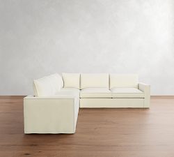 Westwood Square Arm Flange Edge Slipcovered 3-Piece L-Shaped Sectional (117&quot;)