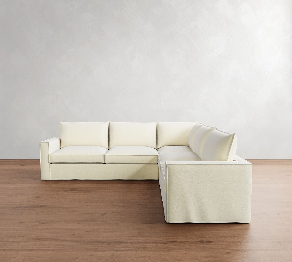 Westwood Square Arm Flange Edge Slipcovered 3-Piece L-Shaped Sectional (117&quot;)