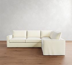 Westwood Square Arm Flange Edge Slipcovered 3-Piece Sectional (117&quot;)