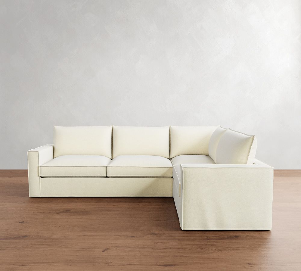 Westwood Square Arm Flange Edge Slipcovered 3-Piece Sectional (117&quot;)