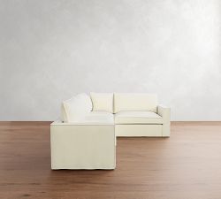 Westwood Square Arm Flange Edge Slipcovered 3-Piece Sectional (117&quot;)