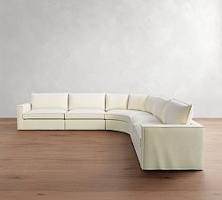 Westwood Square Arm Flange Edge Slipcovered 5-Piece Curved Wedge Sectional (151&quot;)