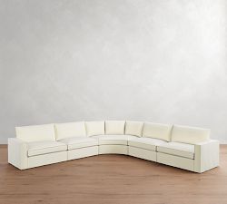 Westwood Square Arm Flange Edge Slipcovered 5-Piece Curved Wedge Sectional (151&quot;)