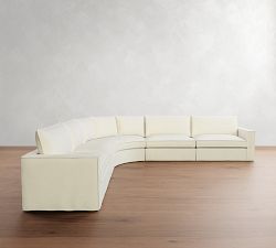 Westwood Square Arm Flange Edge Slipcovered 5-Piece Curved Wedge Sectional (151&quot;)