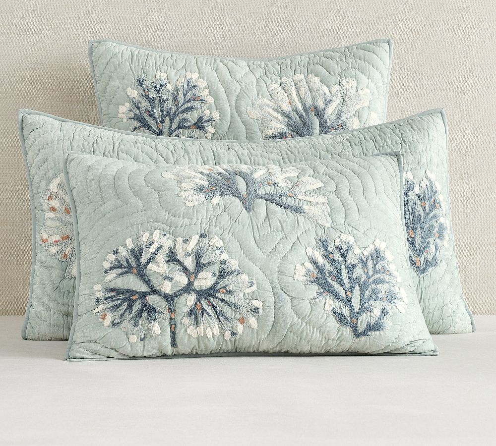 Coral Reef Embroidered Quilted Shams