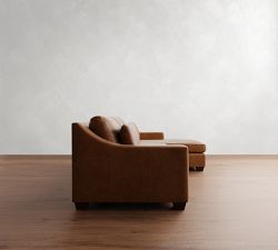 York Slope Arm Deep Seat Leather Chaise Sectional (84&quot;&ndash;115&quot;)