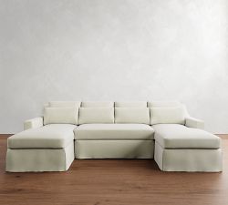 York Slope Arm Deep Seat Slipcovered Double Chaise Sectional (107&quot;)