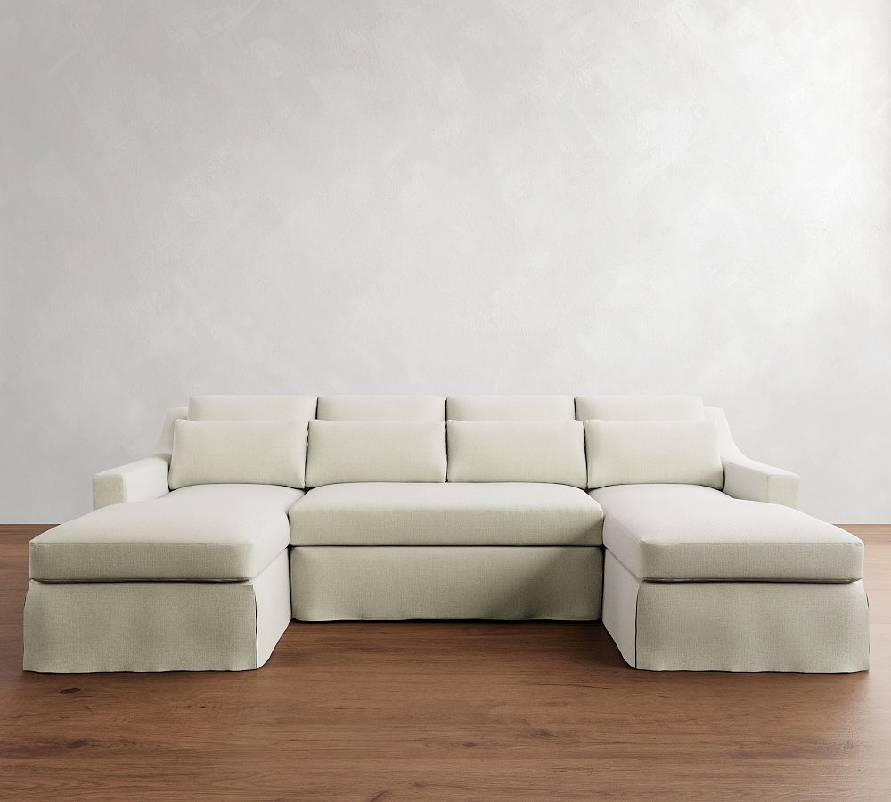 York Slope Arm Deep Seat Slipcovered Double Chaise Sectional (107&quot;)
