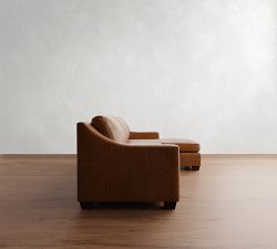 York Slope Arm Leather Chaise Sectional (87&quot;&ndash;117&quot;)