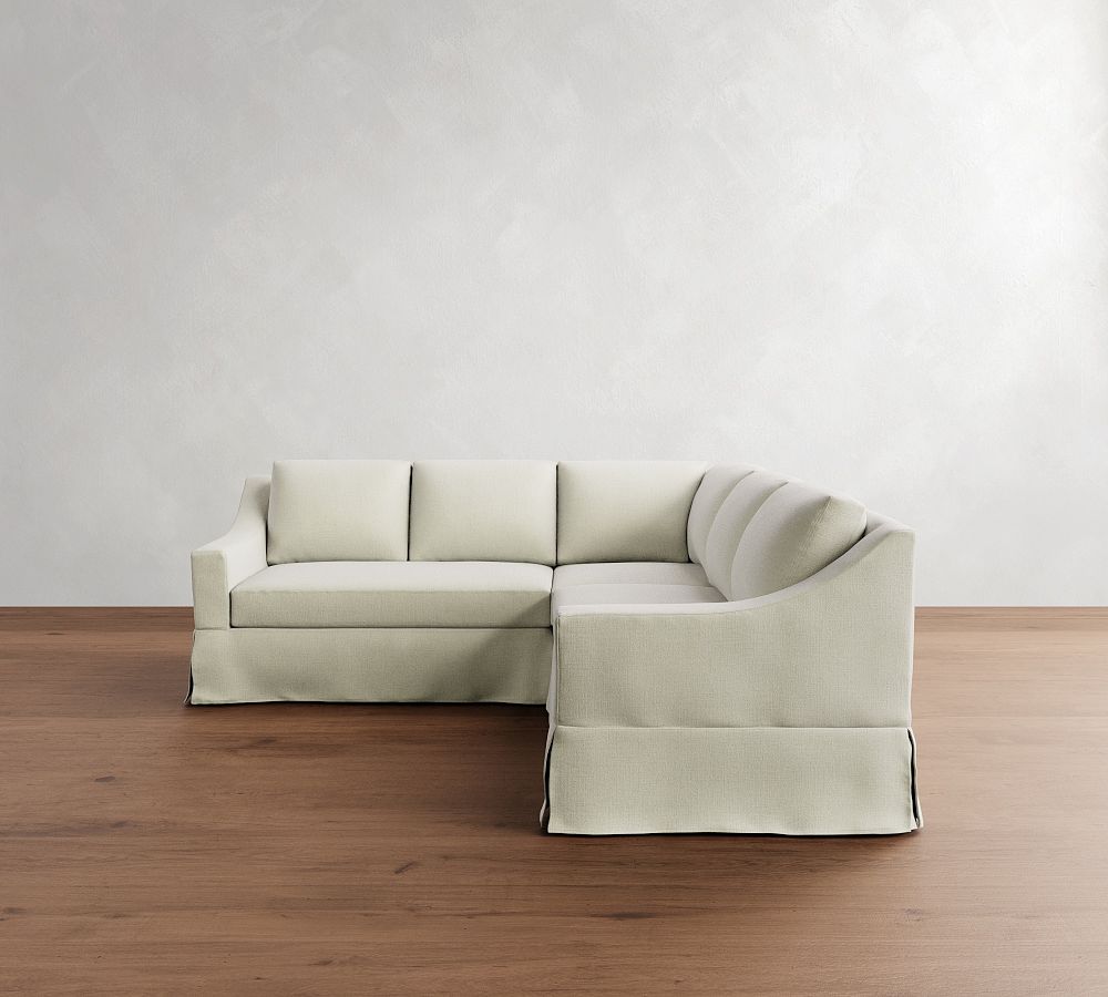 York Slope Arm Slipcovered 3-Piece L-Shaped Sectional (92&quot;)