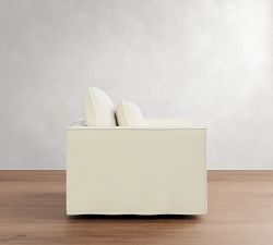 Westwood Square Arm Deep Seat Flange Edge Slipcovered Swivel Chair