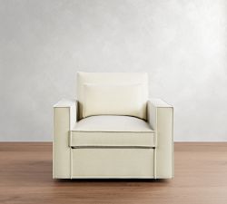 Westwood Square Arm Deep Seat Flange Edge Slipcovered Swivel Chair