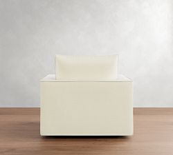 Westwood Square Arm Deep Seat Flange Edge Slipcovered Swivel Chair